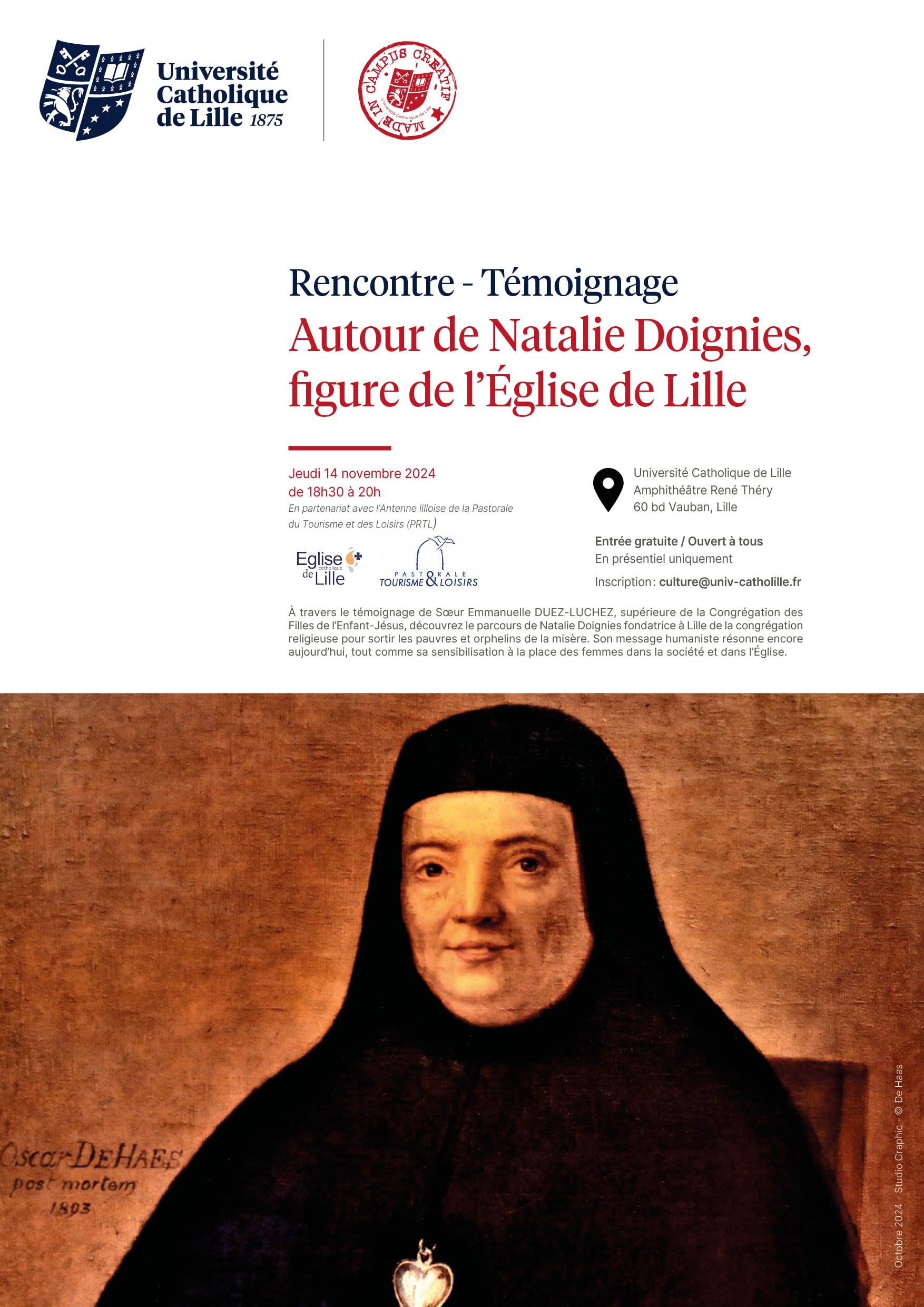 Rencontre Témoignage – Autour de Natalie Doignies, figure de l’Église de Lille