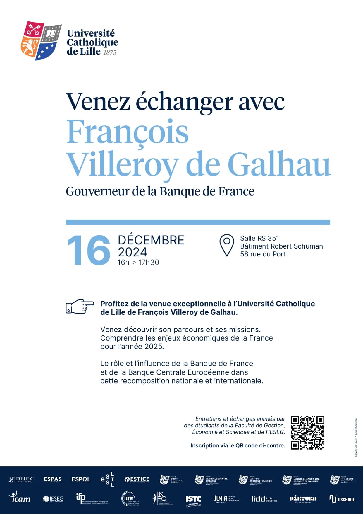 Conférence – François Villeroy de Galhau, Gouverneur de la Banque de France